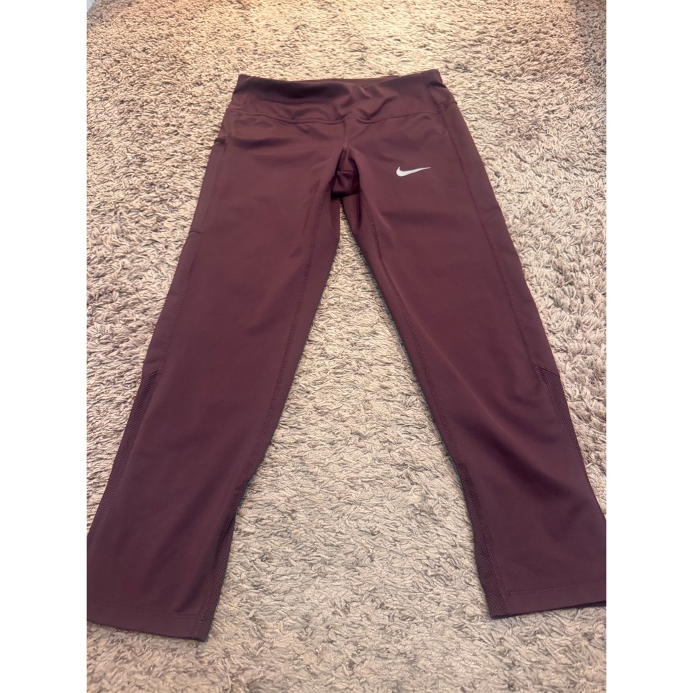 Nike Dri-FIT Burgundy Cropped Running Leggings XS Athletic Workout Pants